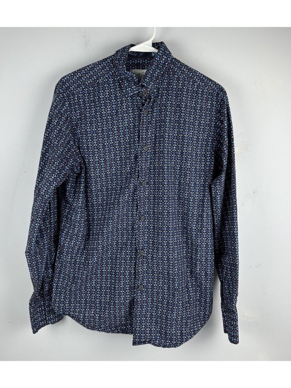 Robert Graham Shirt Mens Large Blue Geometric Classic Fit Button Up Flip Cuff